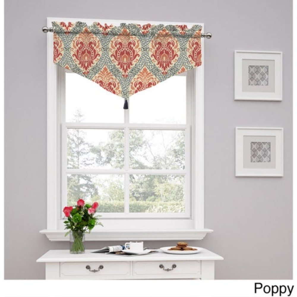 Dressed Up Damask Valance, 52"x 21", Poppy